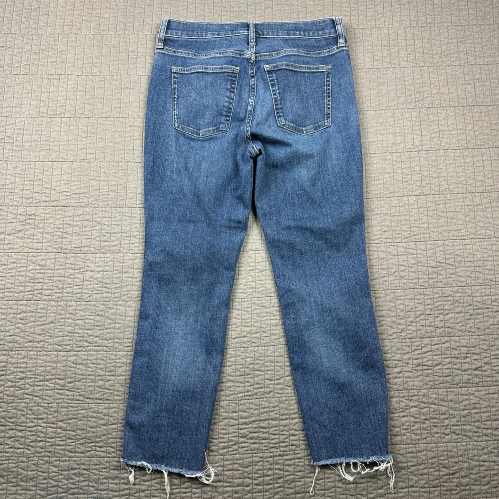 J Crew Vintage Slim Straight Jeans Medium Wash Raw Hem 27P Petite High Rise